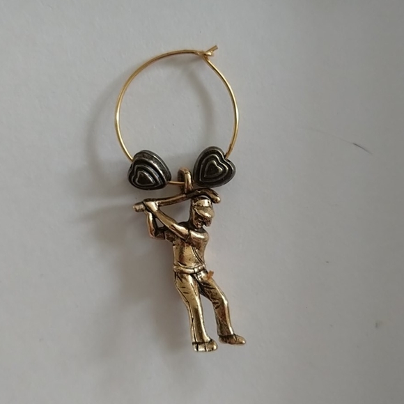 Golf🍷WINE Glass Charms ⛳ 6 gold & silver tone - Picture 4 of 8